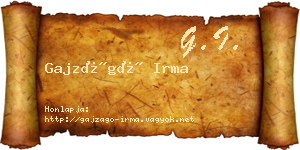 Gajzágó Irma névjegykártya